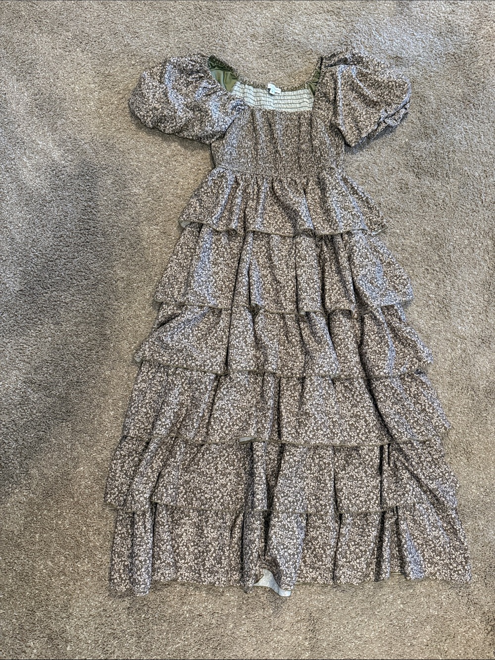 Baltic Born Olive Green Floral Tiered Maxi Dress